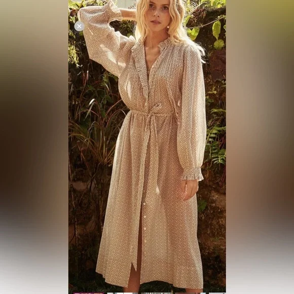 Doen Floral Long Sleeve Dress - Cream and Pink - Picture 2 of 14